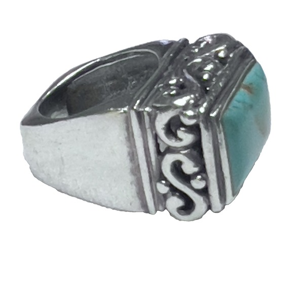 Ornate Filigree BARSE Sterling Silver 925 Turquoise Ring Sz 6.5 - Picture 7 of 11